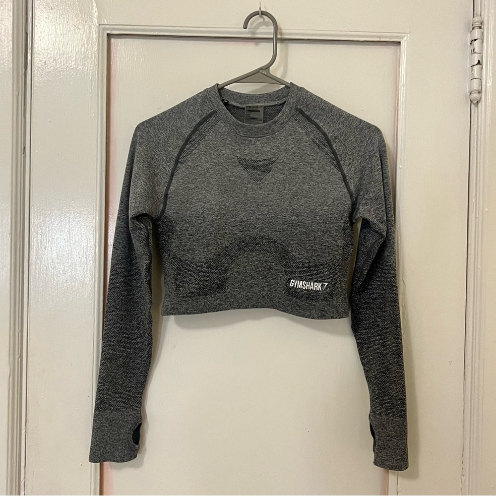 GYMSHARK vital seamless ombre long sleeve crop top with thumbholes everyday flex - Picture 1 of 8